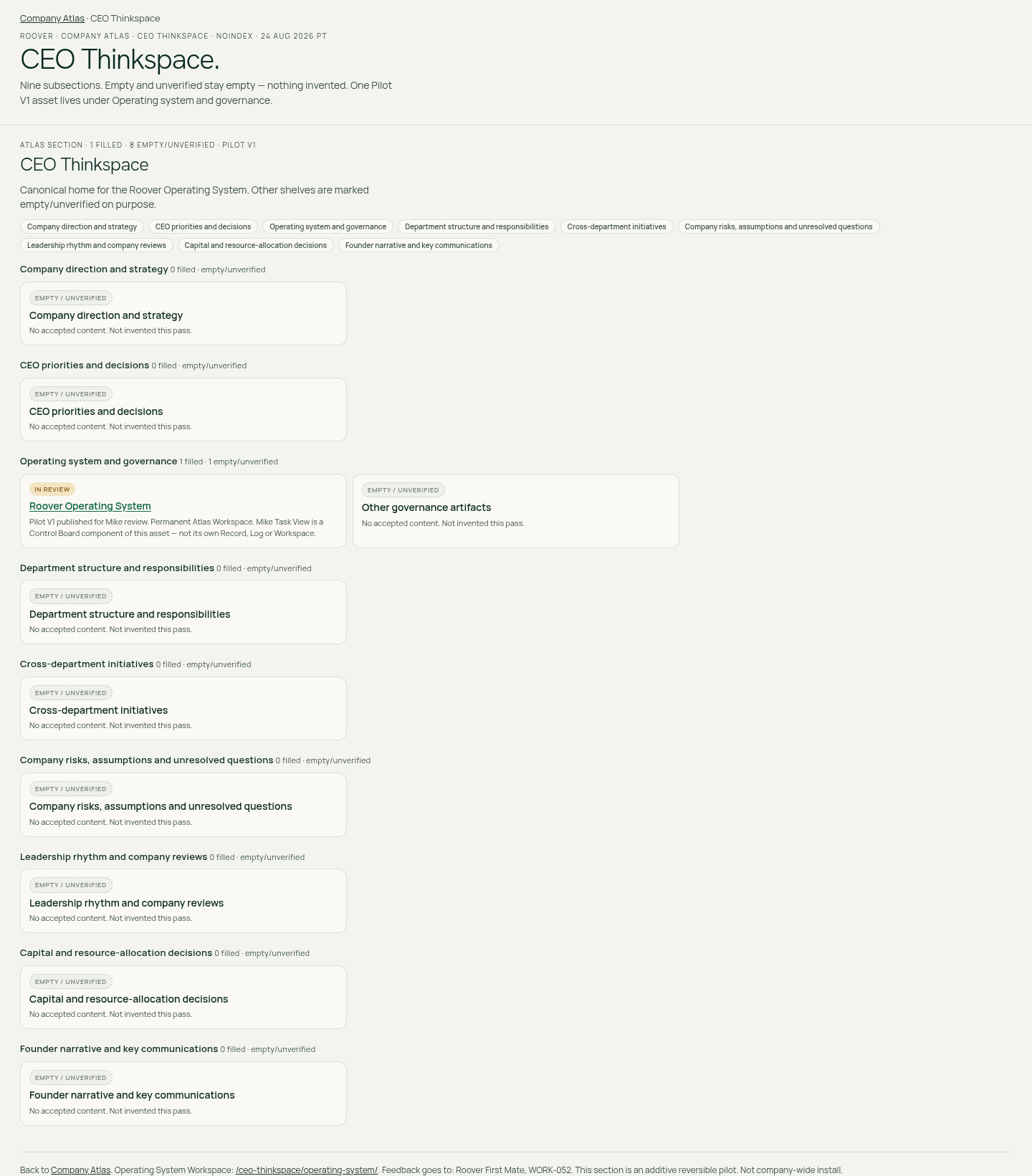 CEO Thinkspace Atlas section — First Mate evidence