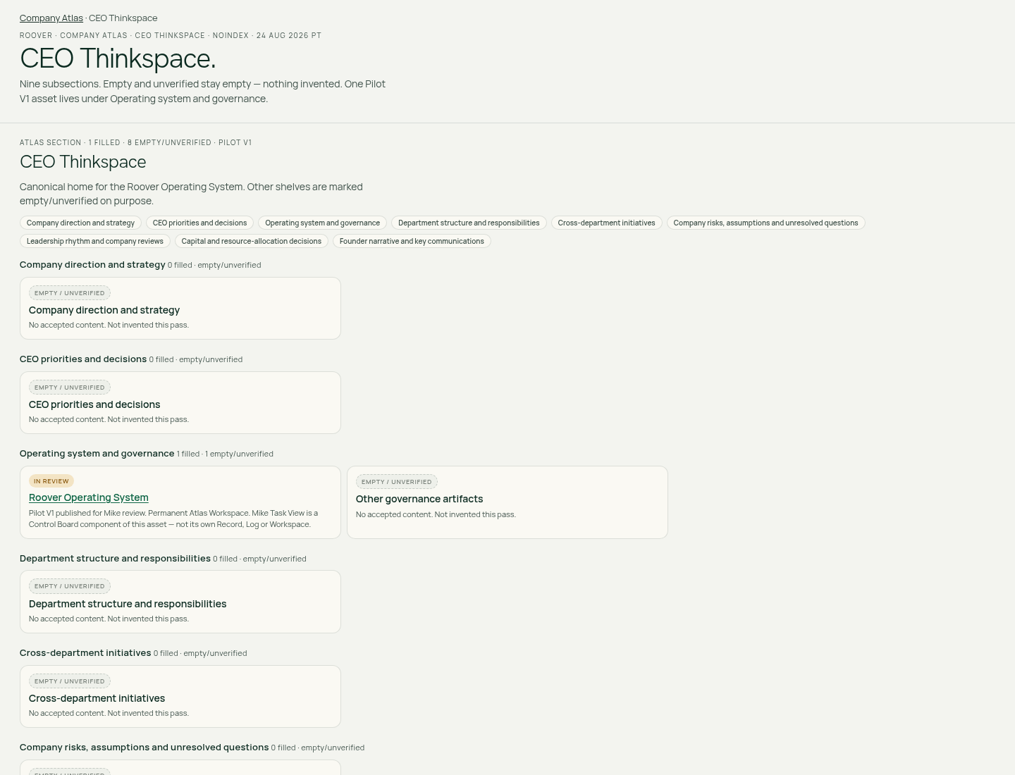 Operating System and Governance asset card — First Mate evidence