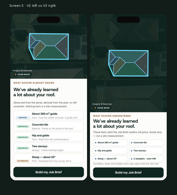 Screen 5 Knows — mobile V2 vs mobile V3