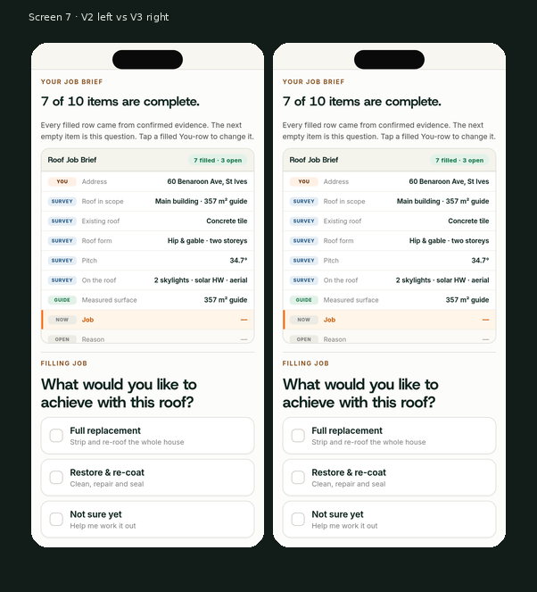 Screen 7 Prefill — mobile V2 vs mobile V3